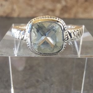 Green Amethyst Gemstone Ring 7 Sterling Silver 925 Boho Size Womens Jewelry